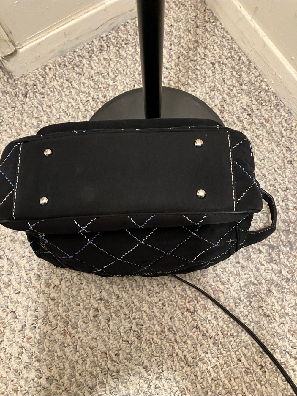 Vera Bradley Black Quilted Shoulder Bag with Blue Stitching - Picture 3 of 5
